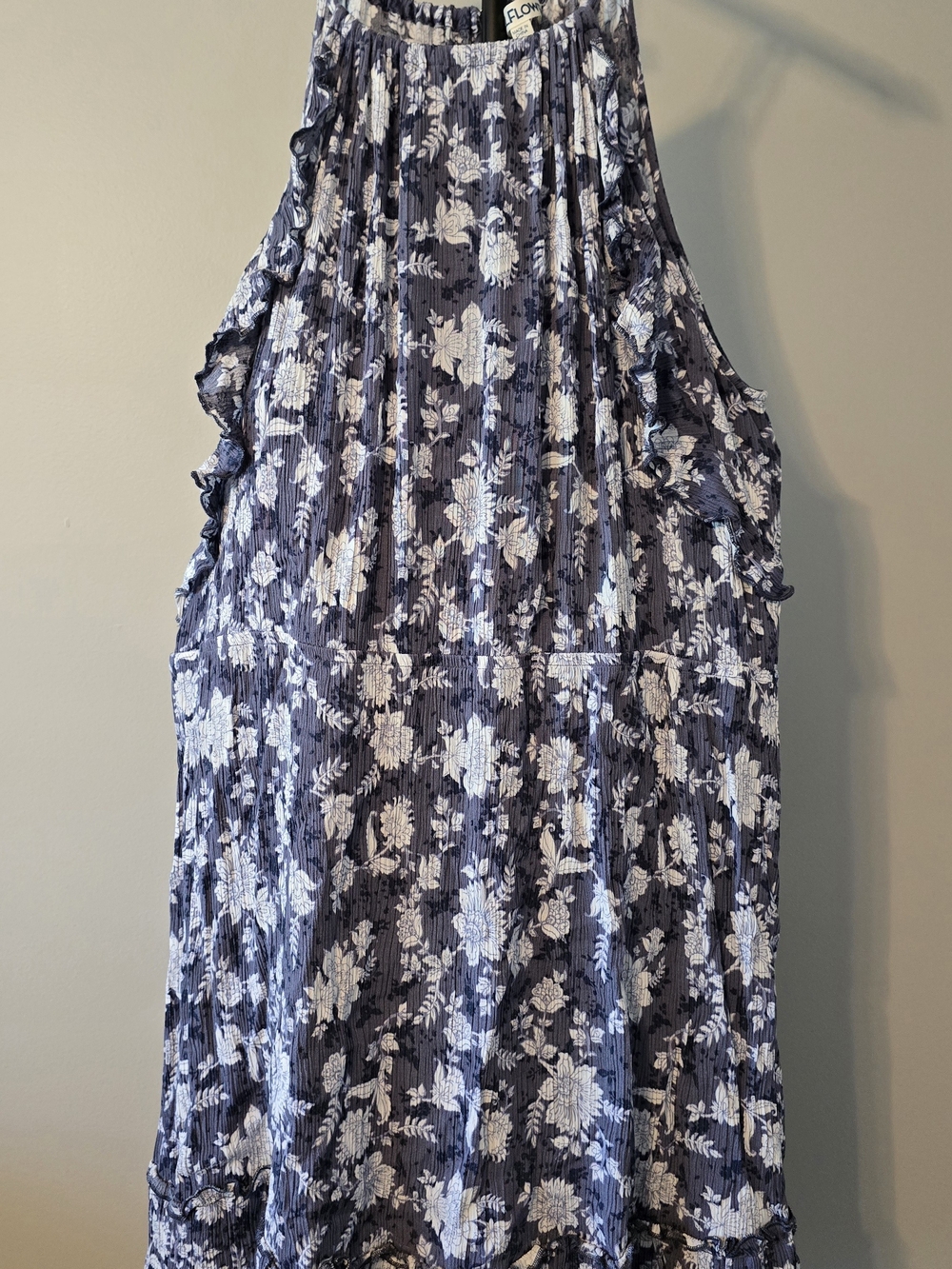 Floral Sleeveless Blue Gray Dress